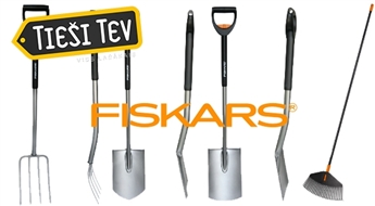 FISKARS: dārza  lāpsta, dakša, grābeklis