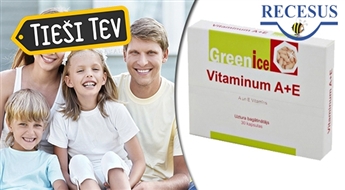 Greenice A+E vitaminum N30 для хорошего зрения, сияющей кожи и волосами и отличного иммунитета