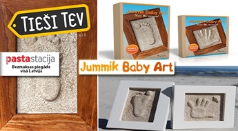 Latvijā ražots JUMMIK BABY ART komplekts mazuļa pēdiņu vai rociņu nospiedumu izgatavošanai