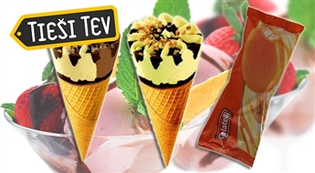 Citronu saldējums, vaniļas saldējums ar augļu sorbetu vai plombīra konusi. Izvēlies savējo!