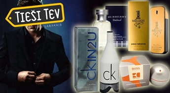 Calvin Klain, Paco Rabane, Christian Dior, Hugo Boss u.c. zīmolu aromāti vīriešiem