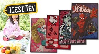 Filmu un animāciju filmu varoņu pledi (Barbie, Spiderman un Hello Kitty)