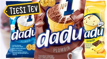 4x120 ml  вкусного сливочного мороженого DADU: ванильное, шоколадное или банановое с шоколадной начинкой