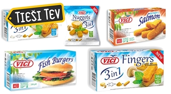 VICI: Zivju pirkstiņi ar Mozarella sieru, Baravikām un sieru vai zivju burgeri