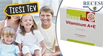 Greenice A+E vitaminum N30 labai redzei, mirdzošai ādai un matiem un lieliskai imunitātei