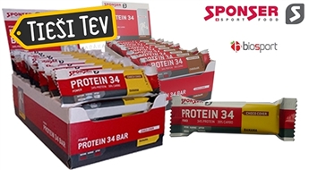 SPONSER: PROTEIN 34 BAR proteīnu batoniņi organisma atjaunošanai pēc  treniņa (3 x 40g)