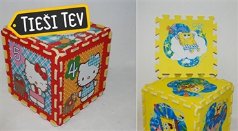 Attīstošais bērnu paklājiņš -  mantu kaste ar Hello Kitty vai Sponge Bob attēliem