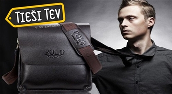 Мужская сумка через плечо из коричневой или черной кожи Polo Videng