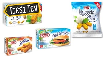 VICI: Zivju pirkstiņi ar Mozarella sieru, Baravikām un sieru vai zivju burgeri