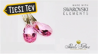 SWAROVSKI Elements kristālu auskari lāsīšu formā ar sudraba aizdarēm