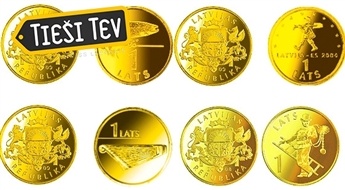 Apzeltītas jubilejas latu monētas