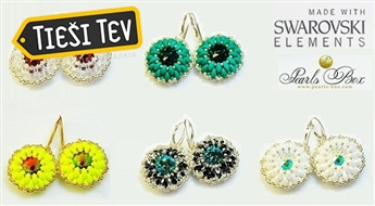 Pērlīšu tehnikā gatavoti SWAROVSKI Elements auskari ar 925. proves sudraba āķiem