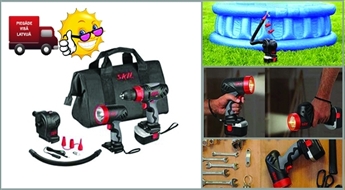 SKIL 206 шуруповерт + фонарь, насос и сумка