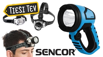 SENCOR:  мощный светодиодный фонарик на голову и фонарик