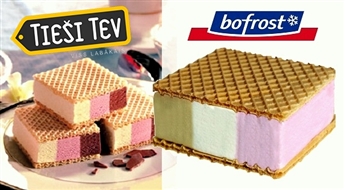Zemeņu, vaniļas, šokolādes saldējuma sendvičs Bofrost (12 x 150 ml)