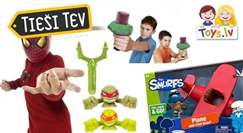Dažādas rotaļlietas ar pazīstamiem multfilmu varoņiem bērniem no TOYS.LV