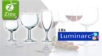 Набор из 18 бокалов «Luminarc Montmartre» – 6 для шампанского, 6 для красного и 6 для белого вина - всего за 16 Ls. Классический стиль и истинное качество стекла!