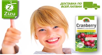 ПО ВСЕЙ ЛАТВИИ: Пищевая добавка «CRANBERRY+Vitamin C» со скидкой -50%. Сила от природы!