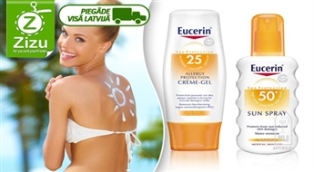 Eucerin sauļošanās līdzekļu izpārdošana: želejkrēms vai izsmidzināmi losjoni pieaugušajiem vai bērniem, sākot no Ls 3,4. Piegāde VISĀ LATVIJĀ!