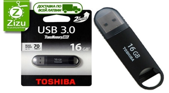 Superātra TOSHIBA zibatmiņa ar USB 3.0 un 16 GB atmiņu tikai par Ls 9,9. Piegāde VISĀ LATVIJĀ!