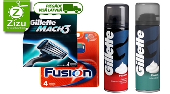 Populārie Gillette skūšanās kārtridži un skūšanās putas komplektā, sākot no Ls 6,8. Piegāde VISĀ LATVIJĀ!