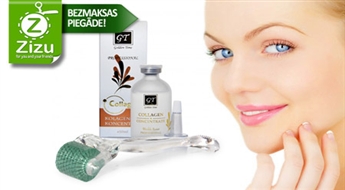 Profesionāli atjauninošie līdzekļi lietošanai mājas apstākļos: dermarullis, hialuronskābes serums, Q10 serums un kolagēna serums „Golden Time”, sākot no Ls 11. BEZMAKSAS PIEGĀDE no Post24!