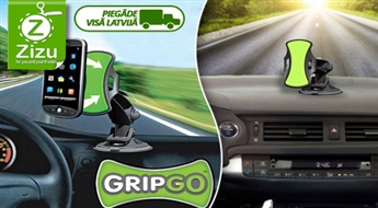 Универсальный автомобильный держатель GripGo для телефона и GPS-навигатора на приборную доску или лобовое стекло всего за 5,6 Ls. Доставка ПО ВСЕЙ ЛАТВИИ!