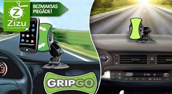 Universāls automašīnas telefonu un GPS ierīču turētājs GripGo, ko var piestiprināt pie paneļa vai vējstikla, tikai par Ls 5,6. BEZMAKSAS PIEGĀDE no Post24!