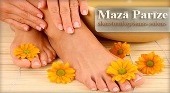 Uzticies Parīzes maģijai: klasiskais manikīrs un pedikīrs ar lakas pārklājumu, SPA procedūra ar papaijas aromātu, roku un kāju masāža ar 56% atlaidi salonā „Mazā Parīze“