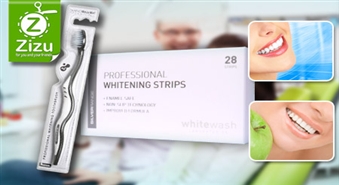 Пластинки для отбеливания «WhiteWash» со скидкой -51% и зубная щетка с наночастицами серебра в подарок. Тандем сияющей белизны!