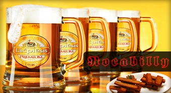 Foršs piedāvājums brīvā laika pavadīšanai: 50% atlaide četriem alus „Lāčplēsis Premium” kausiem un kraukšķīgiem grauzdiņiem bārā „Rocabilly”