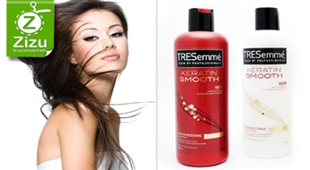 Keratīna kosmētika matiem TRESemme Ceratin Smooth – šampūns (500 ml) vai komplekts no šampūna un kondicioniera (katrs 500 ml) – sākot no Ls 3,5 (€ 4,98). TRESemme – Nr.1 Anglijā!