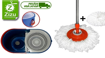 Birste „Tule 360 Spin Mop” ar spaini un nospiešanas sistēmu  „Spin and Go” ar DIVIEM uzgaļiem komplektā tikai par Ls 14,9. Piegāde VISĀ LATVIJĀ!