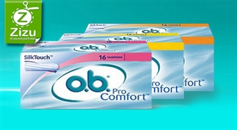 TRĪS tamponu o.b. ProComfort Silk Touch iepakojumi (MINI, NORMAL vai SUPER) tikai par Ls 3,7!