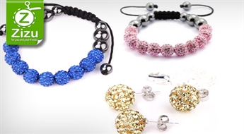 Браслеты Shamballa или комплект из покрытых серебром сережек и кулона с чешскими кристаллами, начиная всего от 9,5 Ls!