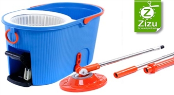 EasyMop komplekts vieglai grīdas uzkopšanai un mazgāšanai ar 40% atlaidi: spainis ar liekā ūdens izspiešanas ierīci un ērta saliekamā birste