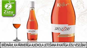 Neatkārtojamais Käfer Sprizzzer dzirkstošais vīns ar atsvaidzinošu augļu un rūgto apelsīnu garšu tikai par Ls 2. Spirdzinoša piedeva jūsu vasaras vakariem!