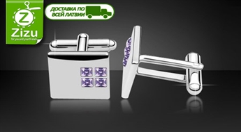 Покрытые белым золотом нарядные запонки с кристаллами Swarovski всего за 9,6 Ls. Доставка ПО ВСЕЙ ЛАТВИИ!