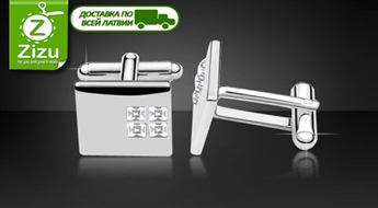 Покрытые белым золотом нарядные запонки с кристаллами Swarovski всего за 9,6 Ls. Доставка ПО ВСЕЙ ЛАТВИИ!