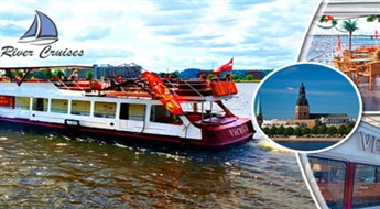 Izbrauciens pa Daugavu ar kuģīti „Vecrīga” „Rīgas panorāmas reisā” vai „Saulrieta reisā”, sākot tikai no € 5 pieaugušajam un no € 2 bērnam!