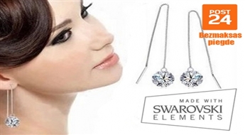 Sudraba auskari ar Swarovski Elements kristāliem