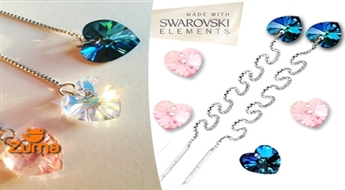 Серебряные серьги-цепочка с SWAROVSKI® Elements кристалами