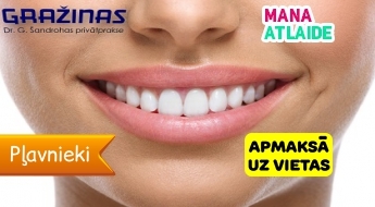 Zobu higiēna ar ultraskaņu + Air Flow + apstrāde ar Fluocal par 18.90€ klīnikā "Gražinas Sandrohas ārsta prakse zobārsniecībā"!