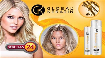 Выпрямление и лечение волос GK Hair кератином  в салоне "Pērle" только 35Ls!