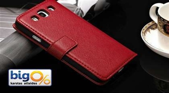 Великолепный чехол-кошелёк из усиленной кожи красного цвета для вашего Samsung Galaxy S3!