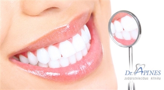 Dr. APINES ZOBĀRSTNIECĪBAS KLĪNIKA piedevā: zobu balināšana ar lāzera iekārtu + profesionāla zobu higiēna + diagnostiskā pārbaude + konsultācija ar 64% atlaidi!
