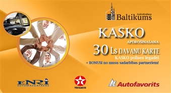 Baltikums piedāvā: dāvanu karte KASKO polises iegādei Ls 30 vērtībā tikai par Ls 3.99! Apdrošini savu auto izdevīgāk kā jebkad!