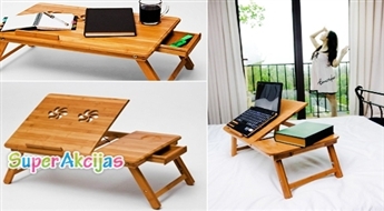 Ļoti ērts un praktisks bambusa galdiņš! Gan brokastīm gultā, gan darbam ar datoru!