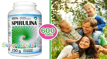 Таблетки Spirulinа (600 штук) - источник микроэлементов и белков, богатейший источник витамина B12!