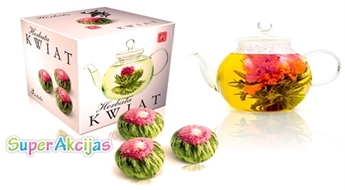 Очень красивый связанный чай цветок, расцветающий прямо на ваших глазах! В комплекте - 3 цветка!